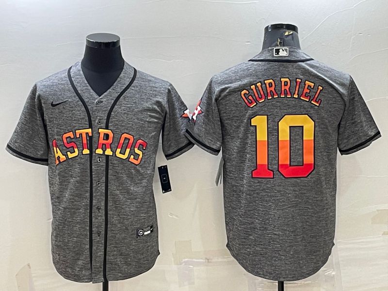 Men Houston Astros #10 Gurriel Grey hemp ash Rainbow Game Nike 2022 MLB Jerseys